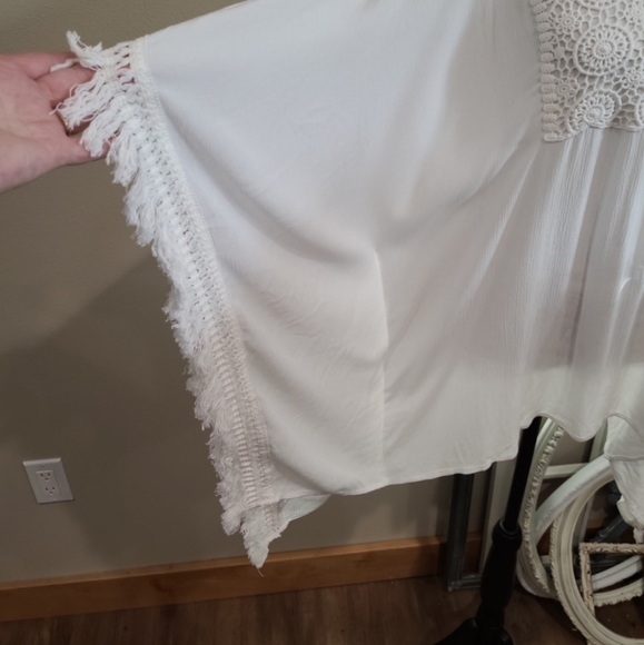 RUBY RD. Womens SZ Med White, Guazy, Crochet top, swimcover, layer piece - Picture 5 of 11